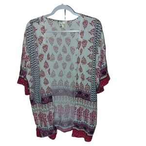 FIG AND FLOWER LADIES LONG SLEEVE COVER-UP TOP- S